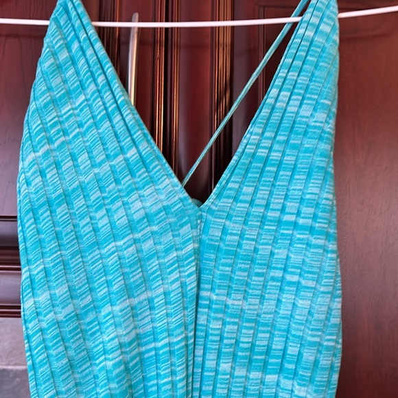 ZARA Turquoise Blue Ribbed Cotton Blend Jumpsuit size medium - Picture 9 of 14